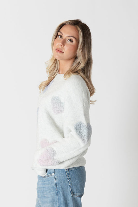 Ajax Sherpa Heart Sweater - Lilac - Lyla + Luxe - ApresTenCo