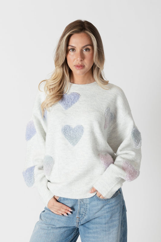 Ajax Sherpa Heart Sweater - Lilac - Lyla + Luxe - ApresTenCo