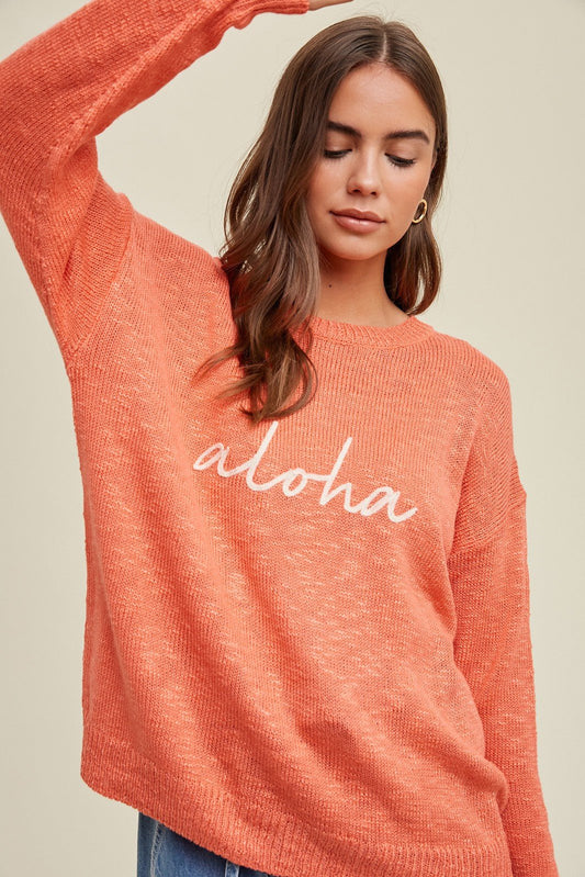 Aloha Stitched Lightweight Sweater - ApresTenCo