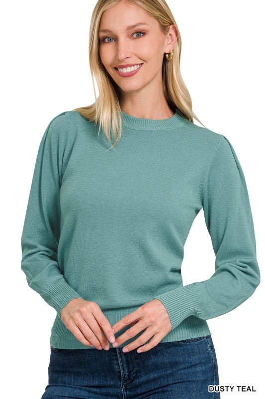 Blouson Sleeve Sweater - Zenana - ApresTenCo
