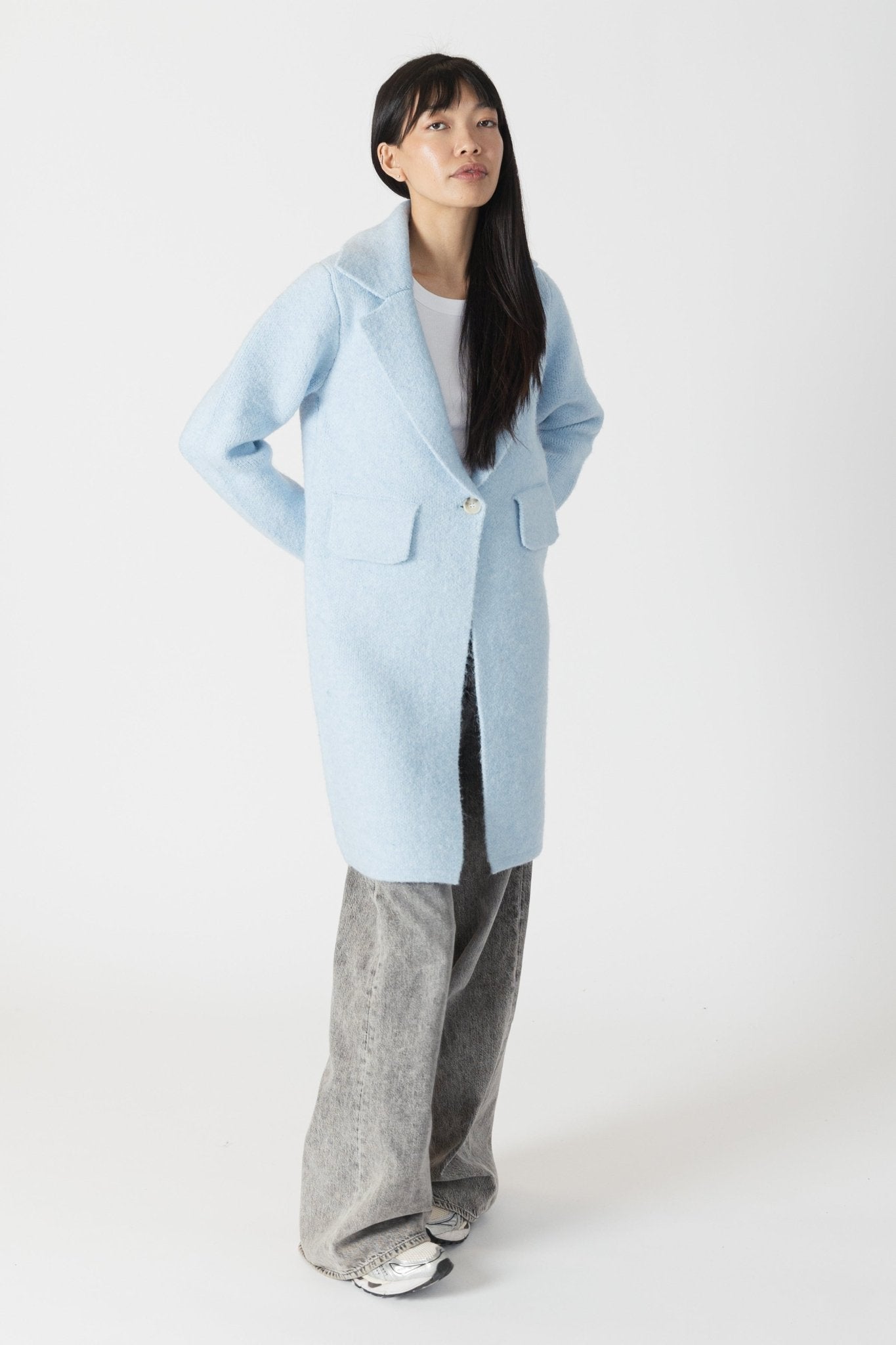 Fiona Fitted Knit Coat - Blue - Lyla + Luxe - ApresTenCo