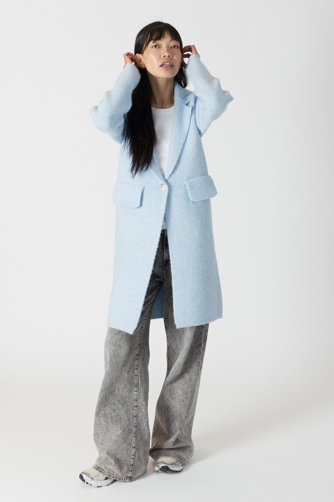 Fiona Fitted Knit Coat - Blue - Lyla + Luxe - ApresTenCo