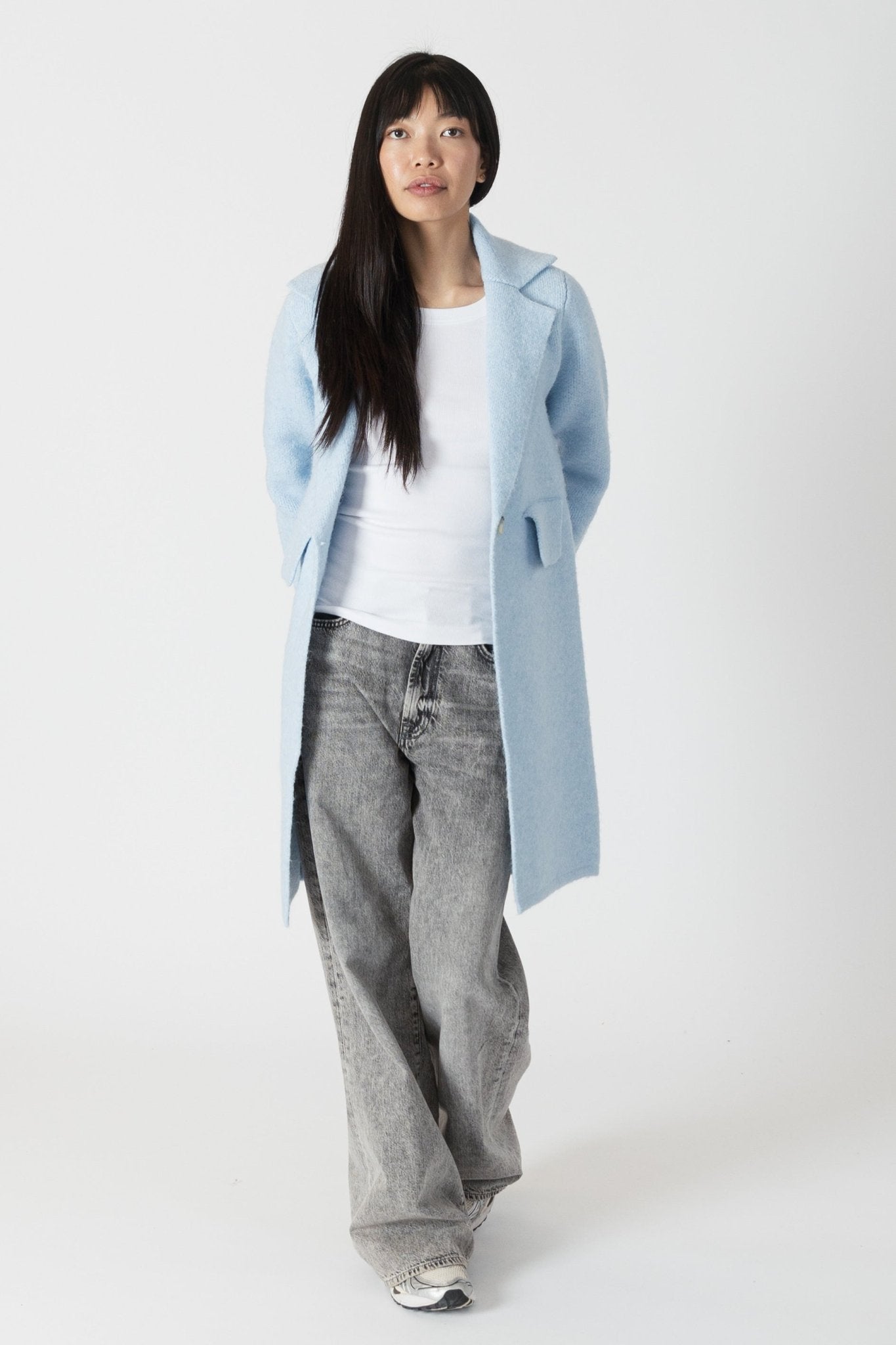 Fiona Fitted Knit Coat - Blue - Lyla + Luxe - ApresTenCo