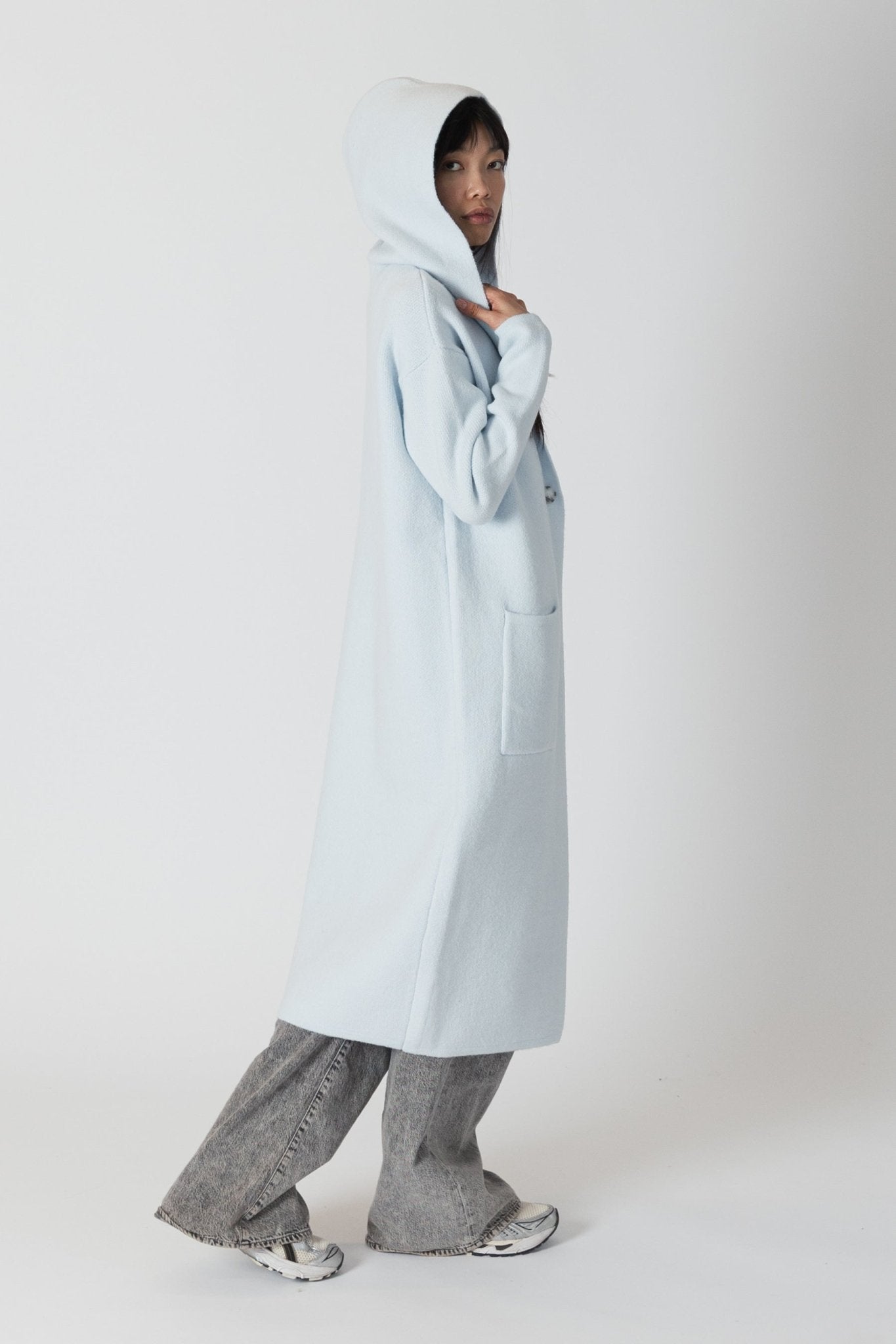 Lyla + Luxe - Jiminy Long Hooded Coat - Powder Blue - ApresTenCo