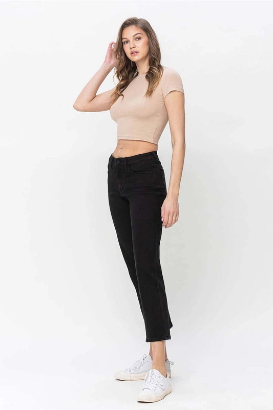 Victoria High Rise Straight Jeans - Black - ApresTenCo