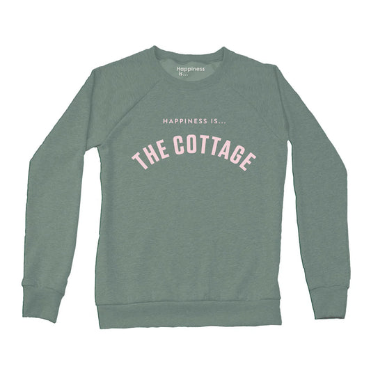 Women's Cottage Crew Sweatshirt, Sage - ApresTenCo