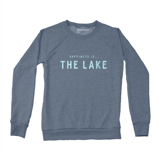 Women's Lake Crew Sweatshirt, Heather Navy - ApresTenCo